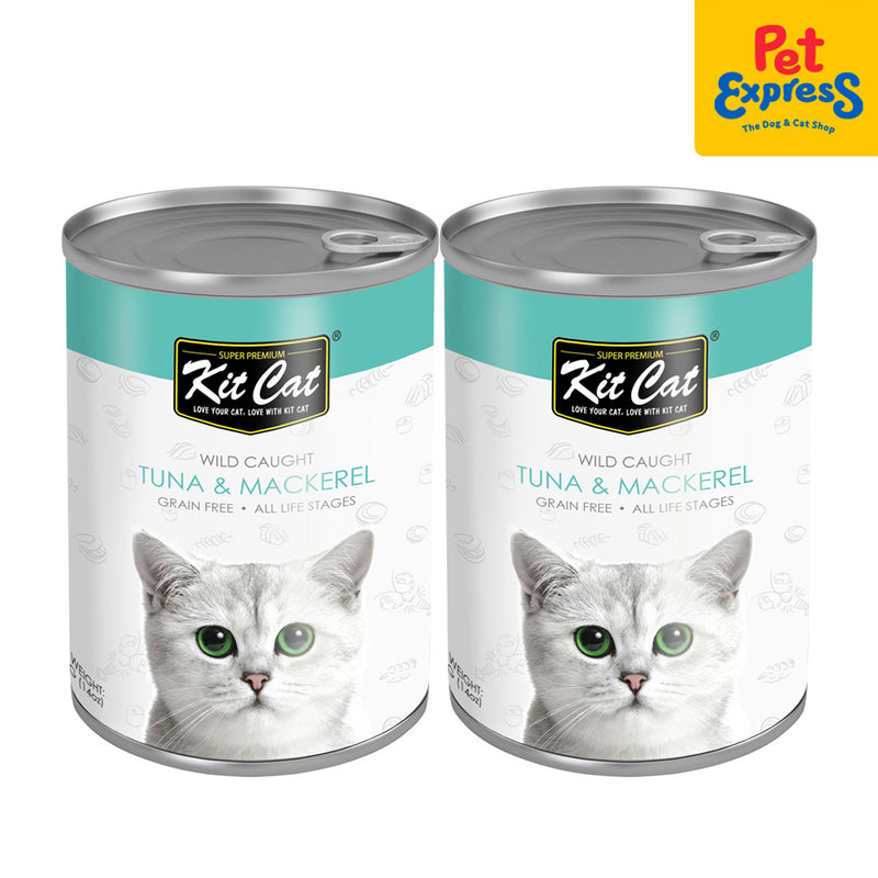 Kit Cat Grain Free Tuna and Mackerel Wet Cat Food 400g (2 cans)