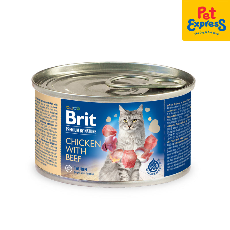 Brit Premium by Nature Chicken with Beef Wet Cat Food 200g (2 cans)