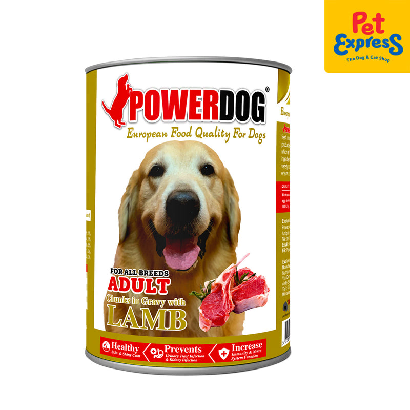 Power Dog Adult Chunks in Gravy with Lamb Wet Dog Food 405g (2 cans)