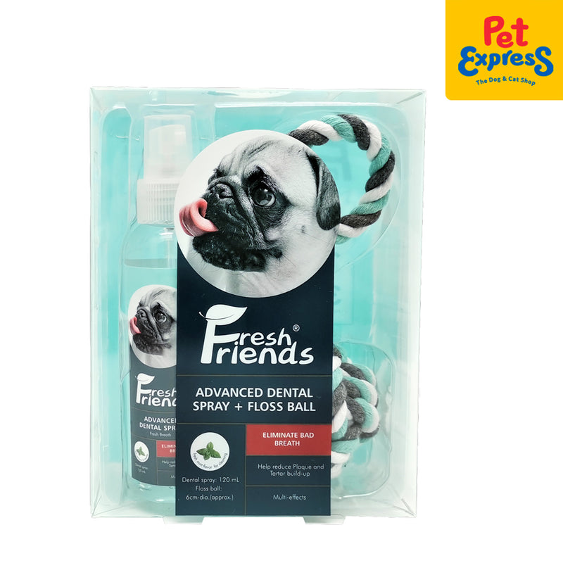 Fresh Friends Set of Advanced Breath Freshener Dental Spray + Rope Toy