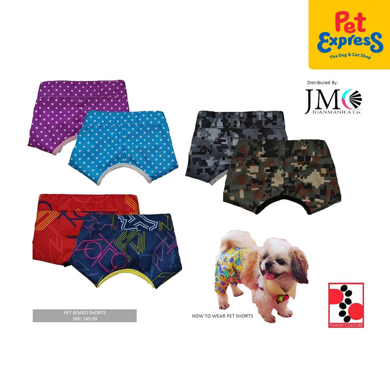Pawsh Couture Board Shorts Digi Woodland Camouflage Dog Apparel
