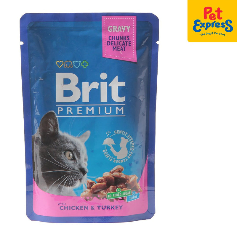 Brit Premium Chicken and Turkey Wet Cat Food 100g (24 pouches)_front