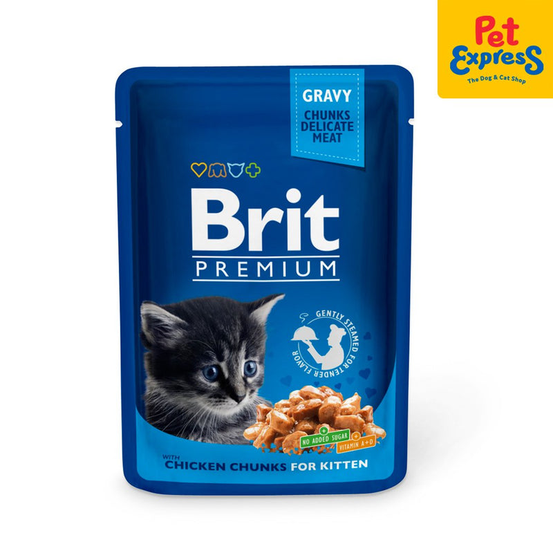Brit Premium Kitten Chicken Chunks Wet Cat Food 100g (24 pouches)_front