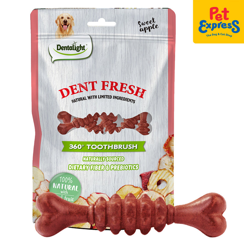 Dentalight Dent Fresh 360° Toothbrush Prebiotics Sweet Apple Dog Treats 18s 150g