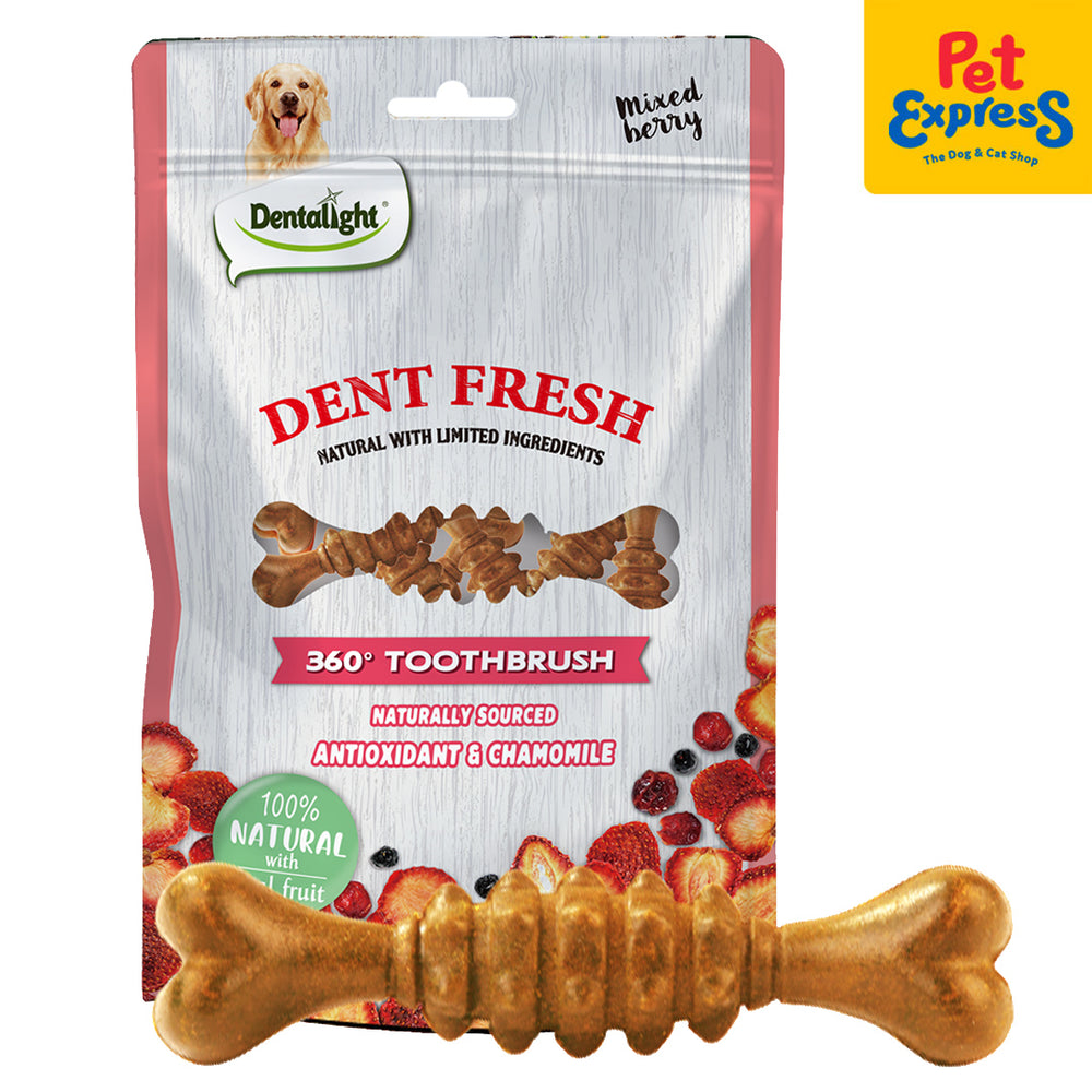Dentalight Dent Fresh 360 Toothbrush Antioxidant Mixed Berry Dog Treats 18s 150g