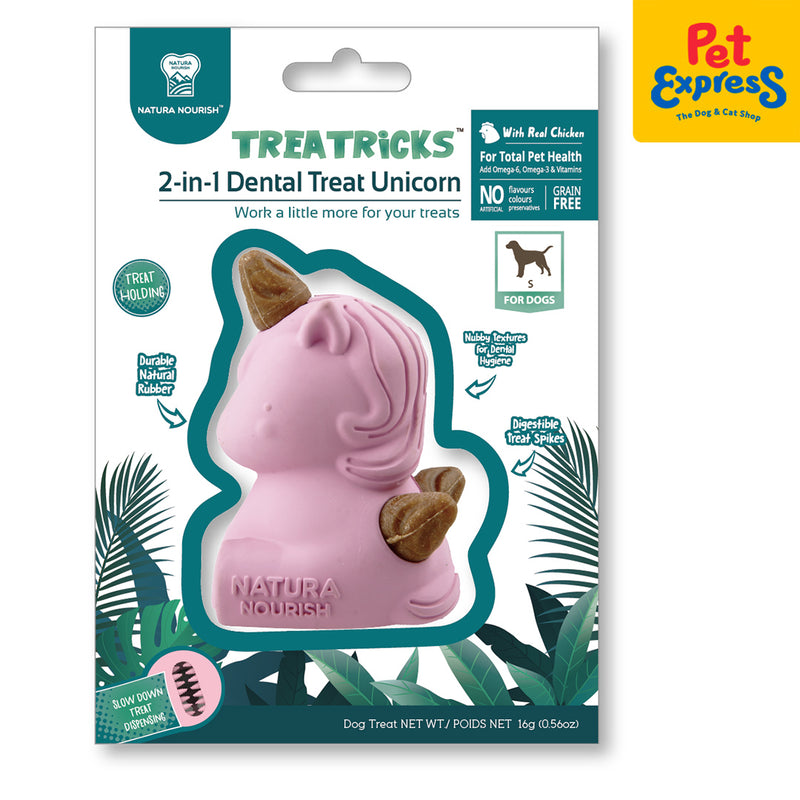 Natura Nourish Treatricks Unicorn Treats Dispensing Dog Toy Pink
