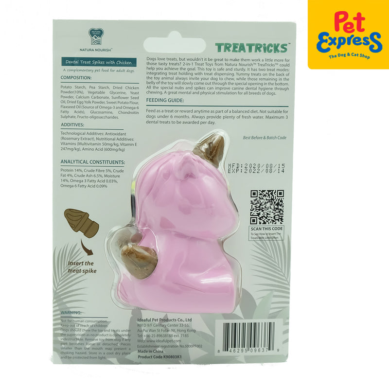 Natura Nourish Treatricks Unicorn Treats Dispensing Dog Toy Pink