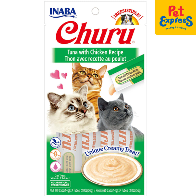 Inaba Churu Tuna with Chicken Recipe Sticks Cat Treats 14gx4 (USA-602B)