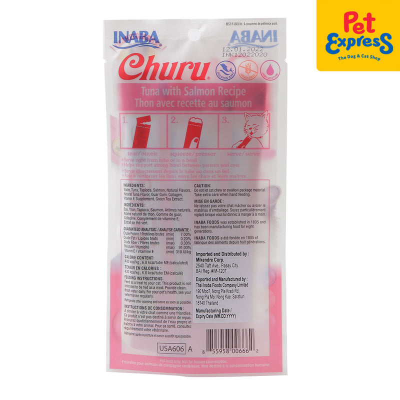 Inaba Churu Tuna with Salmon Recipe Sticks Cat Treats 14gx4 (USA-606B)