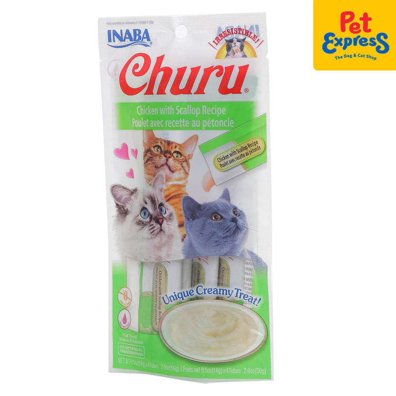 Inaba Churu Chicken with Scallop Recipe Sticks Cat Treats 14gx4 (USA-605B)