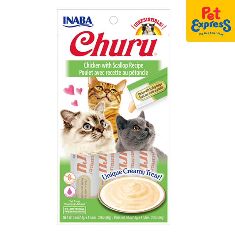 Inaba Churu Chicken with Scallop Recipe Sticks Cat Treats 14gx4 (USA-605B)