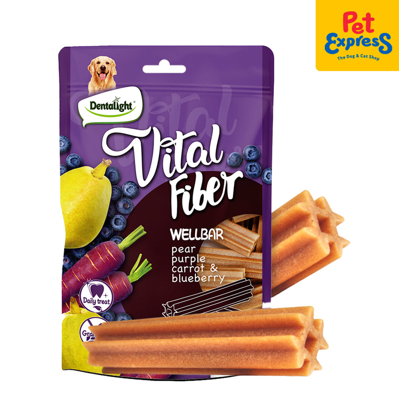 Dentalight Vital Fiber Grain Free Wellbar Stick Pear, Purple carrot, Blueberry Dog Treats 5s 85g