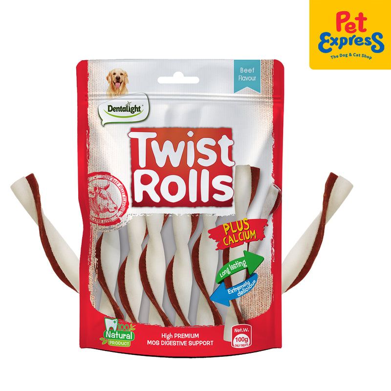 Dentalight Twist Rolls Beef Dog Treats 100g