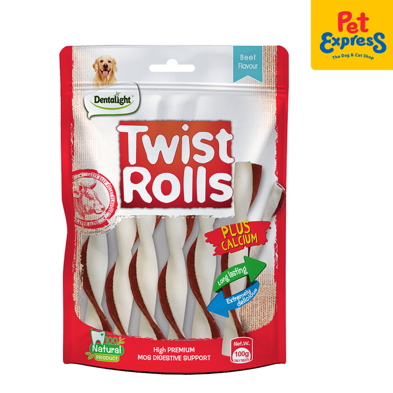 Dentalight Twist Rolls Beef Dog Treats 100g