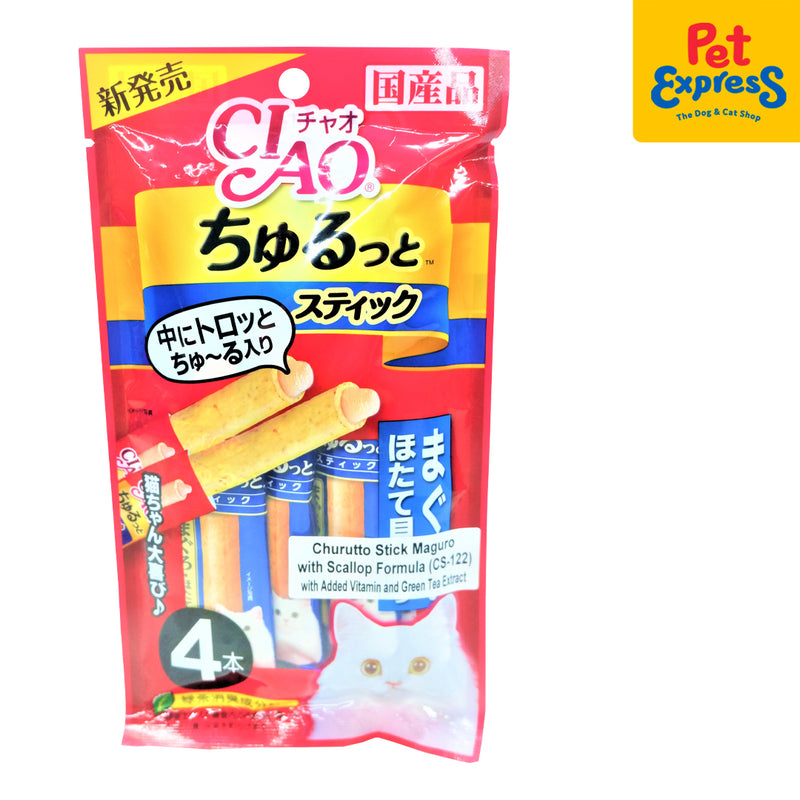 Ciao Churutto Stick Maguro Scallop Cat Treats 7gx4 (CS-122)