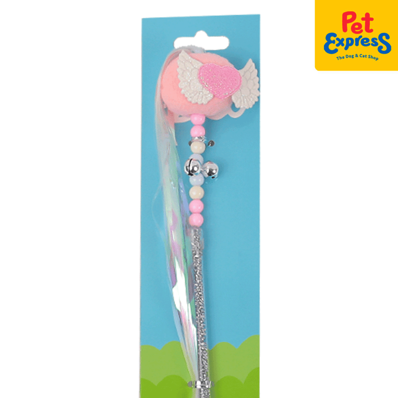 Approved Cat Stick Pompom with Wings and Tassel Cat Toy Pink_zoom