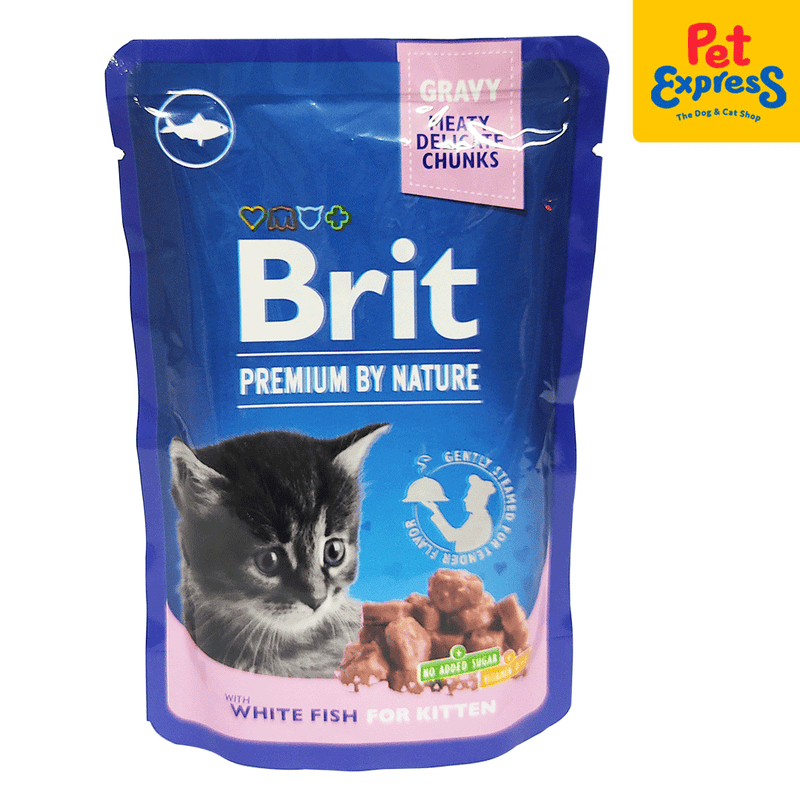 Brit Premium by Nature Kitten White Fish Wet Cat Food 100g (24 pouches)