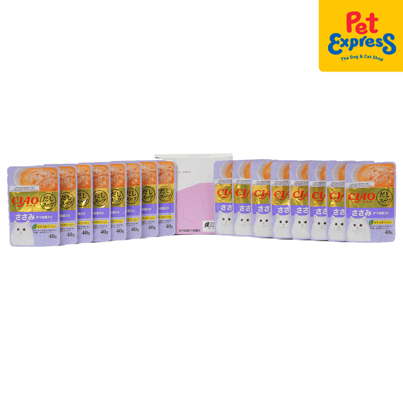 Ciao Soup Chicken Fillet Topping Dried Bonito Wet Cat Food 40g (IC-217) (16 pouches)