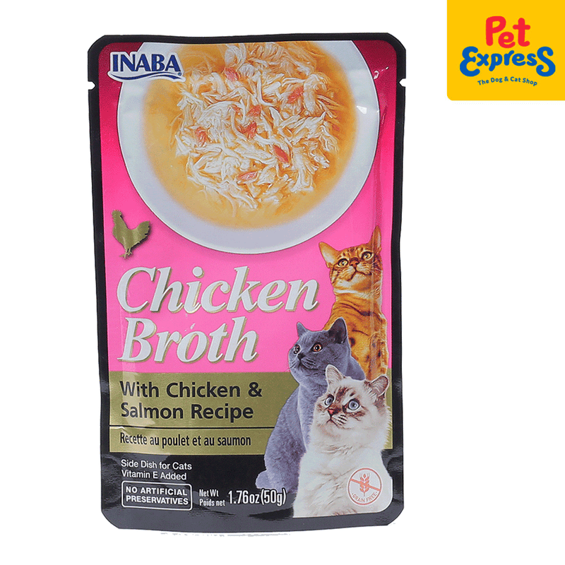 Inaba Chicken Broth with Chicken and Salmon Wet Cat Food 50g (USA-824A) (12 pouches)