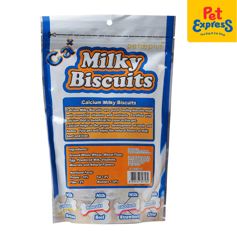 Pet Plus Calcium Milky Biscuit Beef and Milk Dog Treats_back