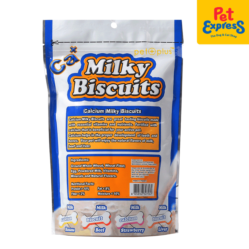 Pet Plus Calcium Milky Biscuit Liver and Milk Dog Treats_back
