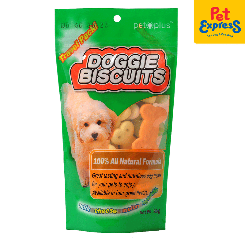 Pet Plus Doggie Biscuits Bone Shape Dog Treats 80g_front