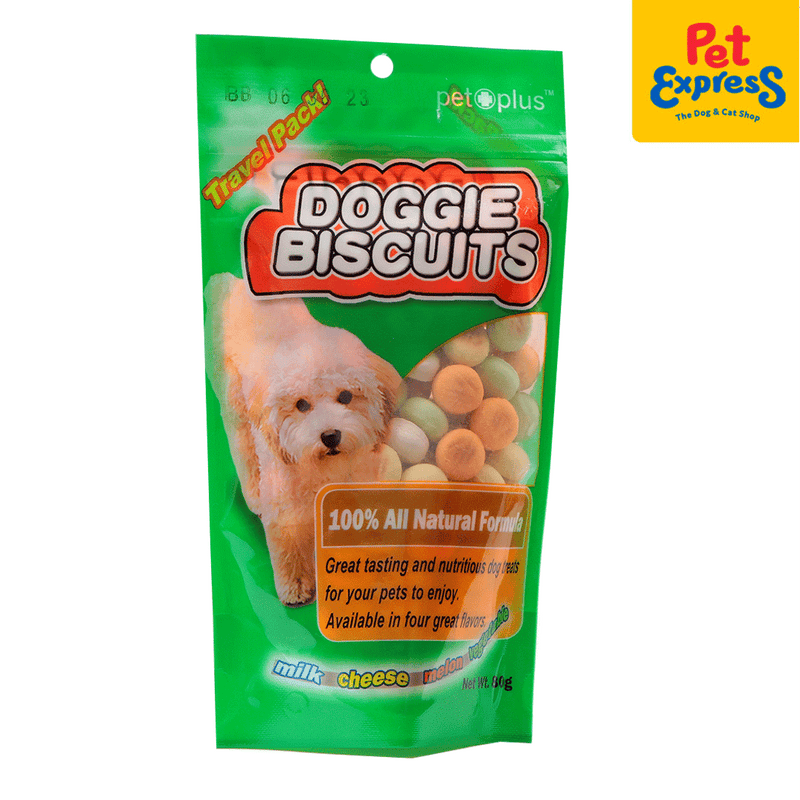 Pet Plus Doggie Biscuits Round Shape Dog Treats 80g_front