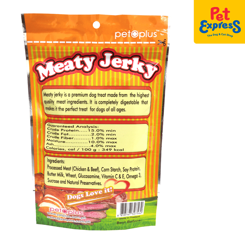 Pet Plus Meaty Jerky Chewy Chicken Strips Dog Treats_back
