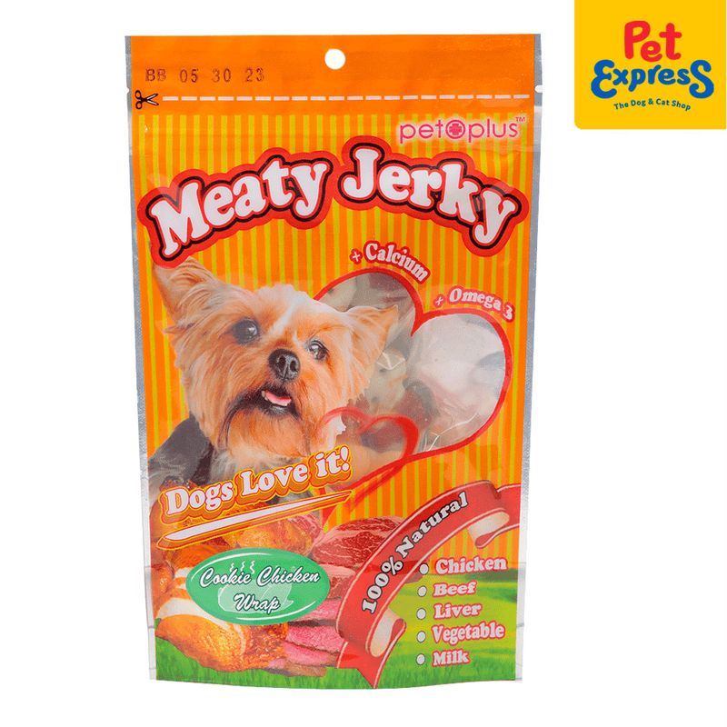 Pet Plus Meaty Jerky Cookie Chicken Wrap Dog Treats_front