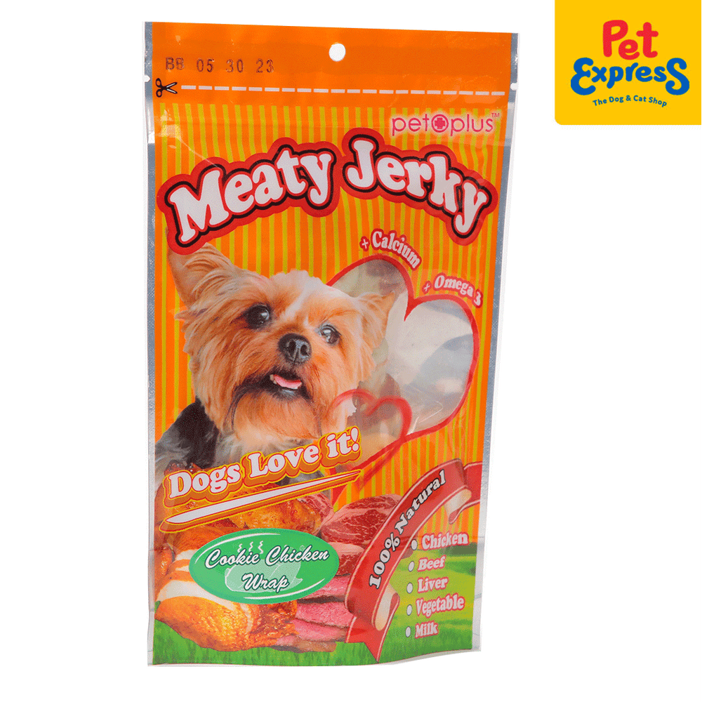 Pet Plus Meaty Jerky Cookie Chicken Wrap Dog Treats