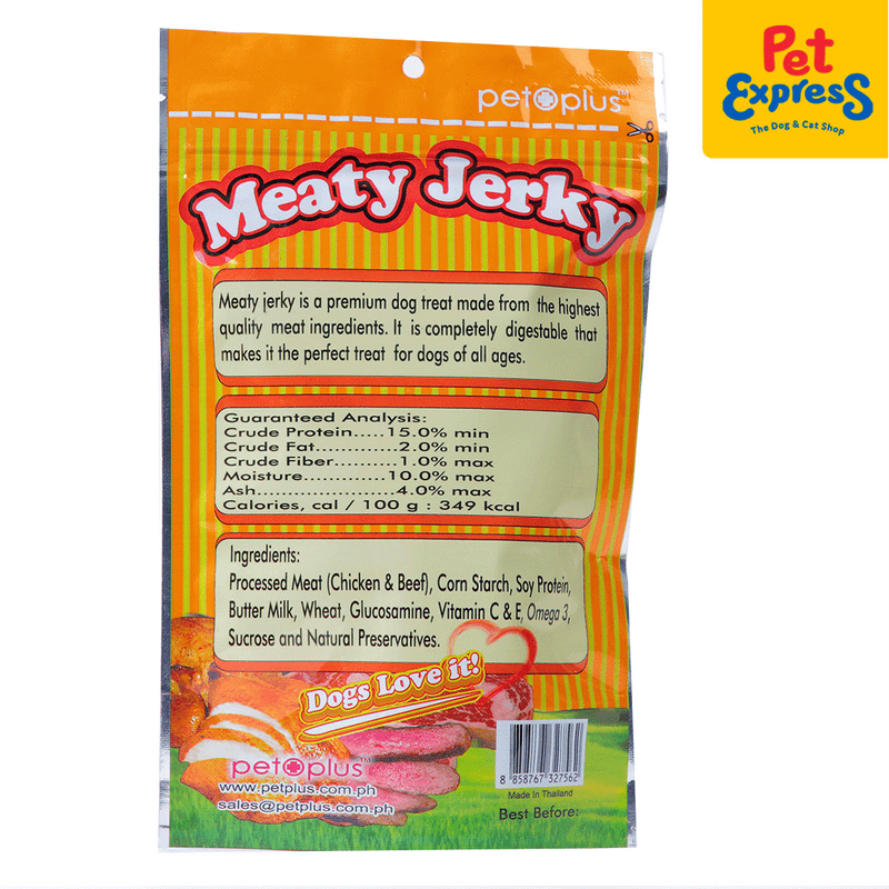 Pet Plus Meaty Jerky Chicken White Hide Stick Dog Treats_back
