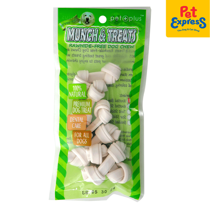 Pet Plus Munch and Treats Rawhide Free Knotted Bone Milk Dog Treats_front