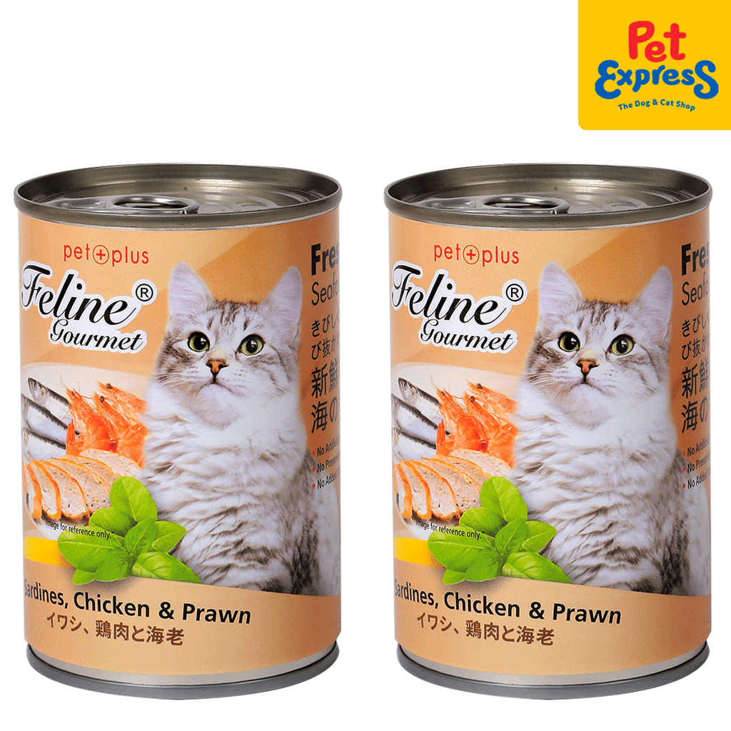 Feline Gourmet Sardines Chicken and Prawn Wet Cat Food 400g 2 cans