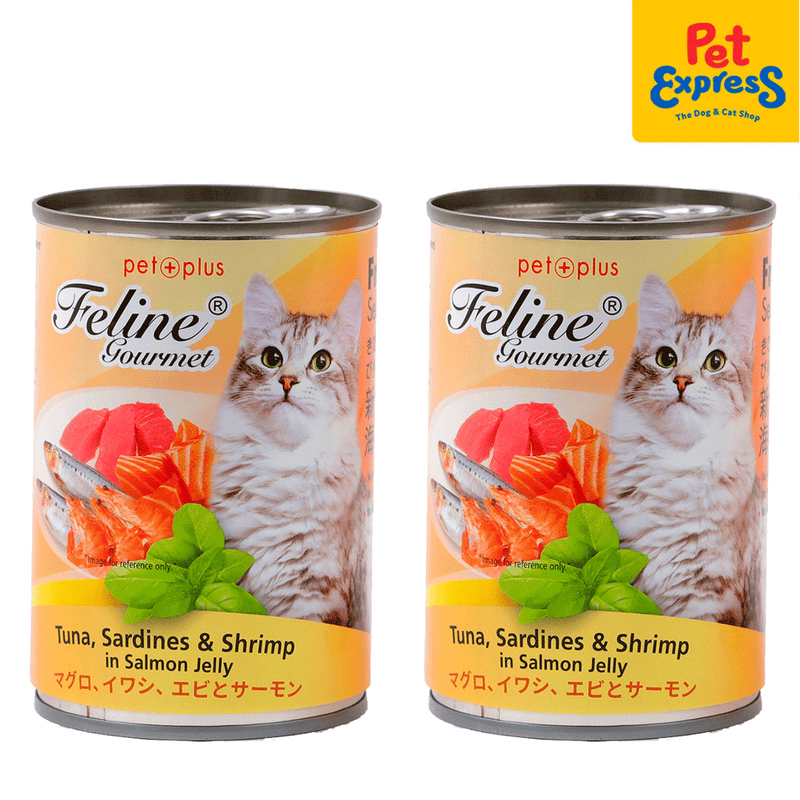Feline Gourmet Tuna Sardines and Shrimp Salmon Jelly Wet Cat Food 400g_front
