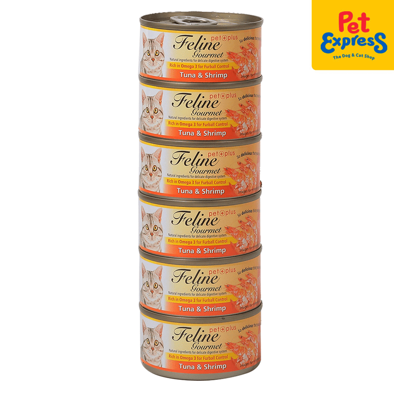 Feline Gourmet Tuna and Shrimp Wet Cat Food 80g (6 cans)