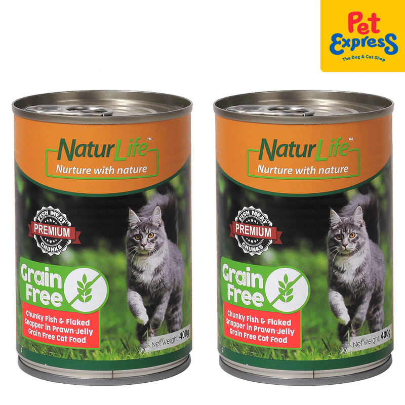 Naturlife Grain Free Chunky Fish and Flaked Snapper Prawn Jelly Wet Cat Food 400g_front