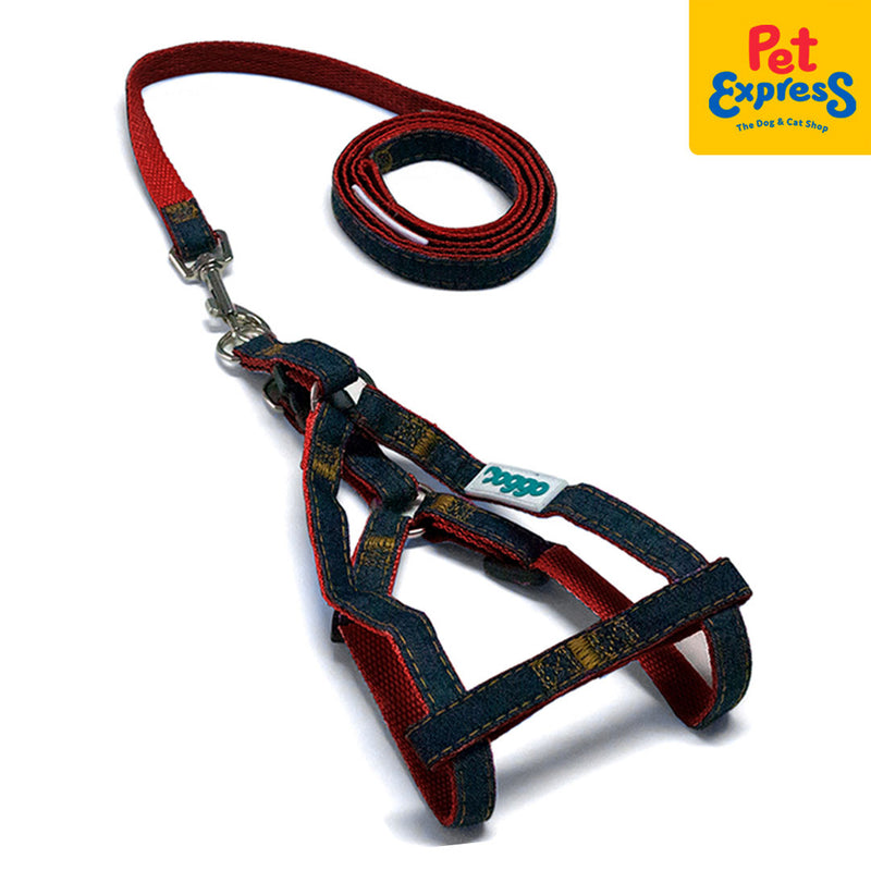 Doggo Denim Strong Harness Extra Small Red