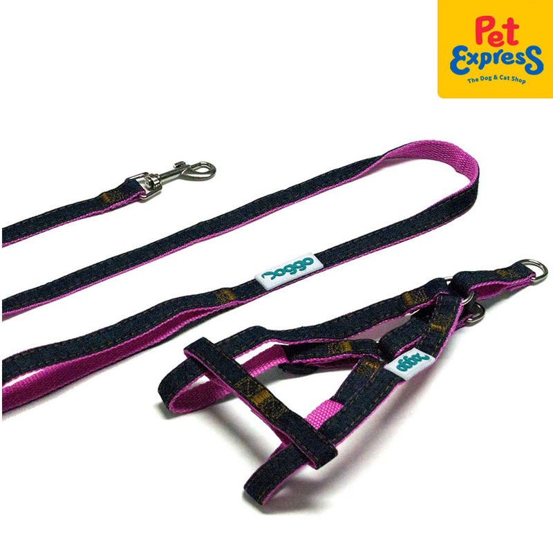 Doggo Denim Strong Harness Small Pink