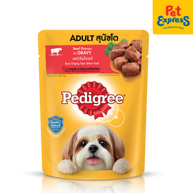 Pedigree Adult Beef in Gravy Wet Dog Food 80g (12 pouches)