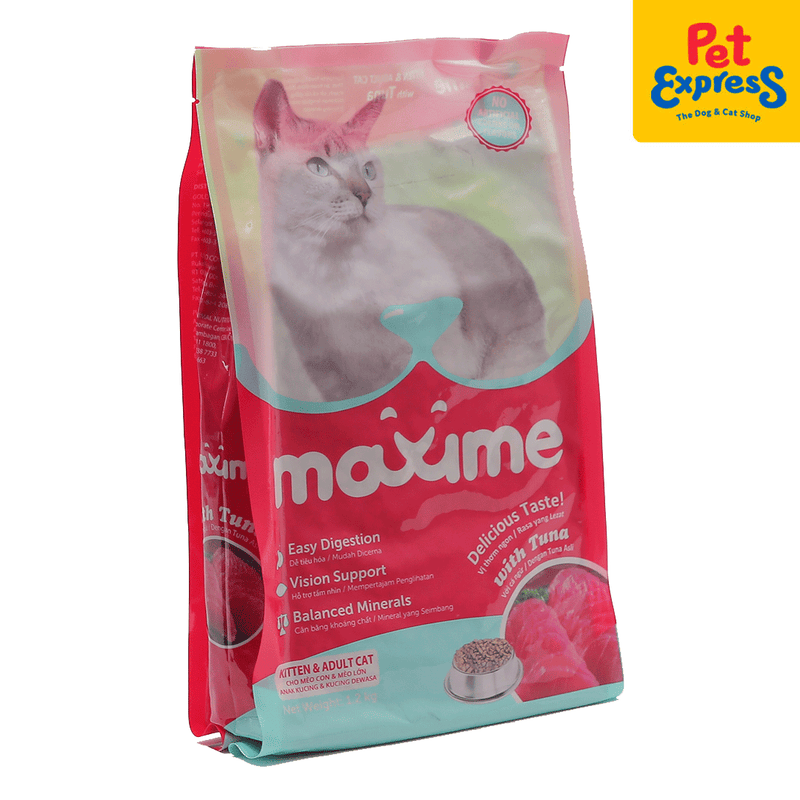 Maxime Kitten and Adult Tuna Dry Cat Food 1.2kg_side