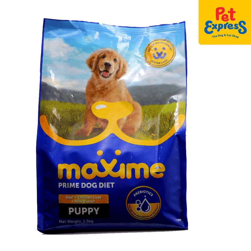 Maxime Puppy Beef, Chicken Liver and Milk Dry Dog Food 1.5kg_front