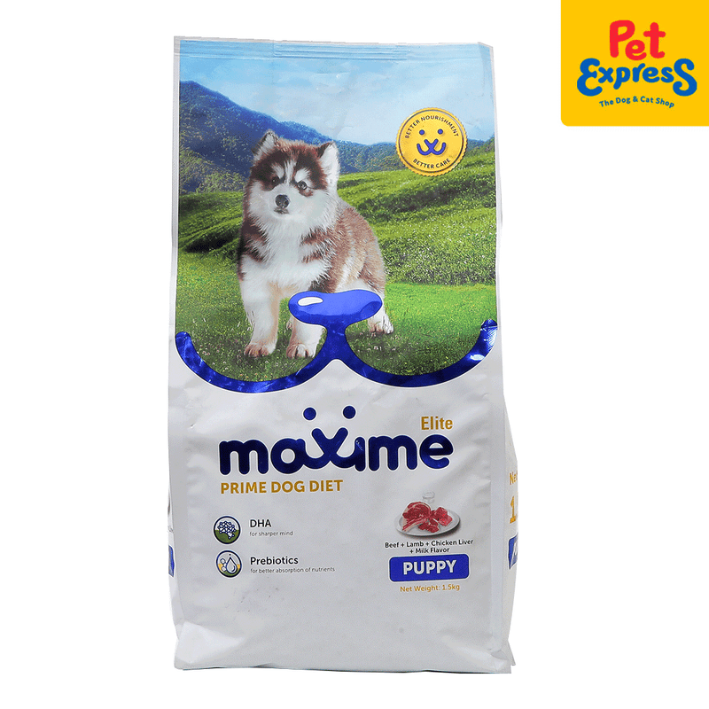 Maxime Elite Puppy Beef, Lamb, Chicken Liver and Milk Dry Dog Food 1.5kg
