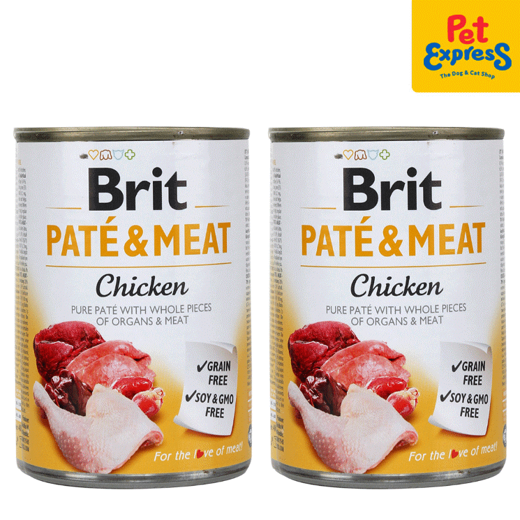 Brit Pate and Meat Chicken Wet Dog Food 400g (2 cans)_front