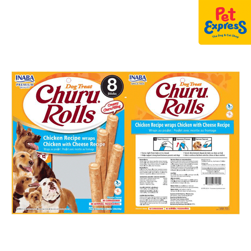 Inaba Churu Rolls Chicken Wraps Cheese Dog Treats 12gx8 (USD-733)_packaging