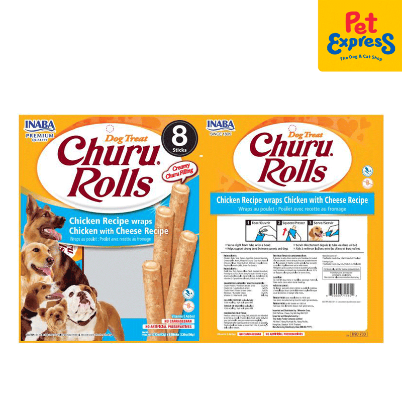 Inaba Churu Rolls Chicken Wraps Cheese Dog Treats 12gx8 (USD-733)_packaging