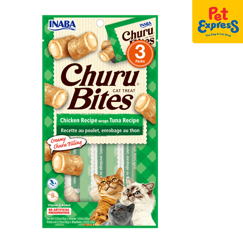 Inaba Churu Bites Chicken Wraps Tuna Cat Treats 10gx3 (USA-721B)_front