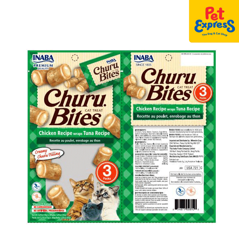 Inaba Churu Bites Chicken Wraps Tuna Cat Treats 10gx3 (USA-721B)_packaging