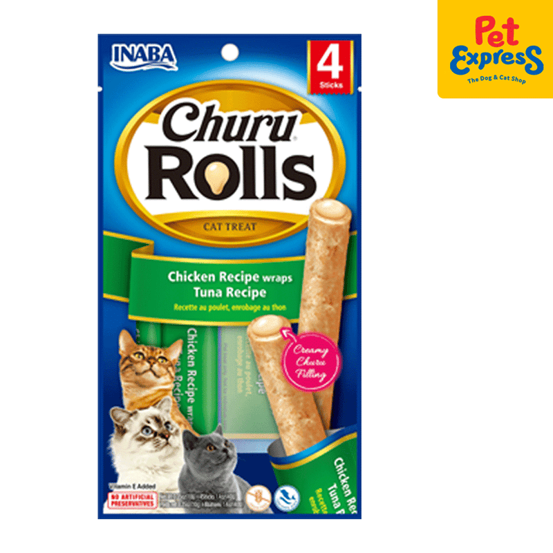 Inaba Churu Rolls Chicken Wraps Tuna Cat Treats 10gx4 (USA-731A)_front