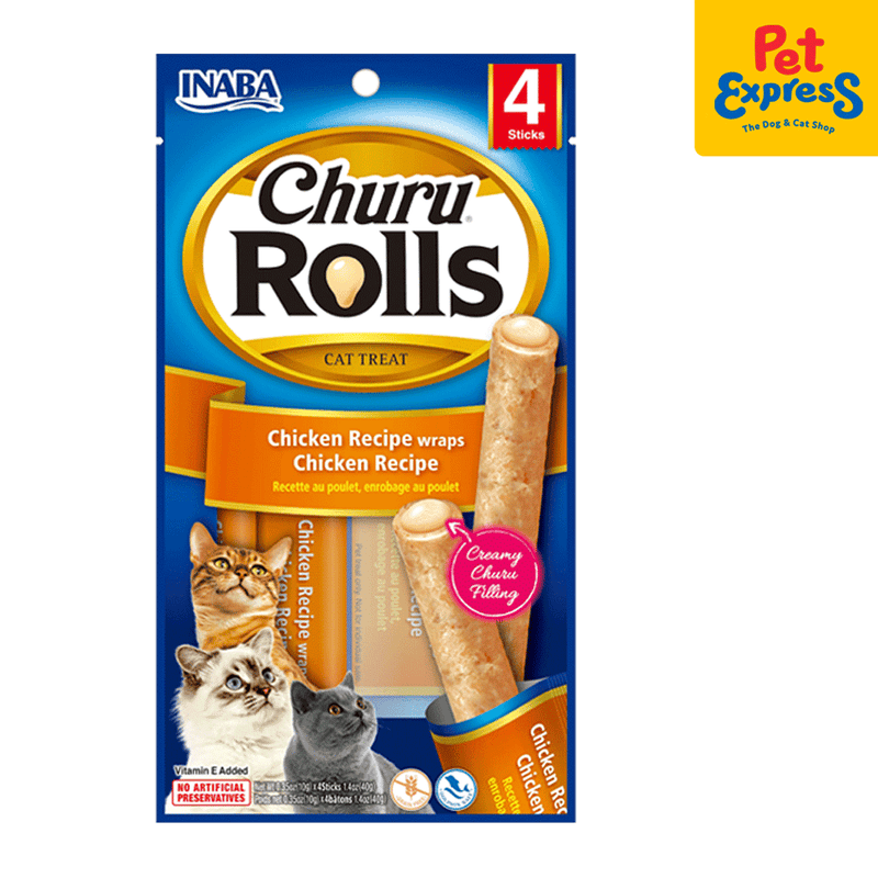 Inaba Churu Rolls Chicken Wraps Cat Treats 10gx4 (USA-733A)_front