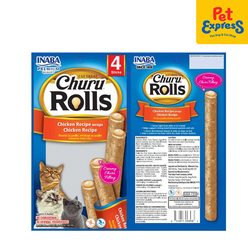 Inaba Churu Rolls Chicken Wraps Cat Treats 10gx4 (USA-733A)_packaging